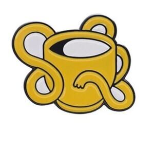 Yellow Whimsical Cup Latte Coffee Tea Pin Brooch